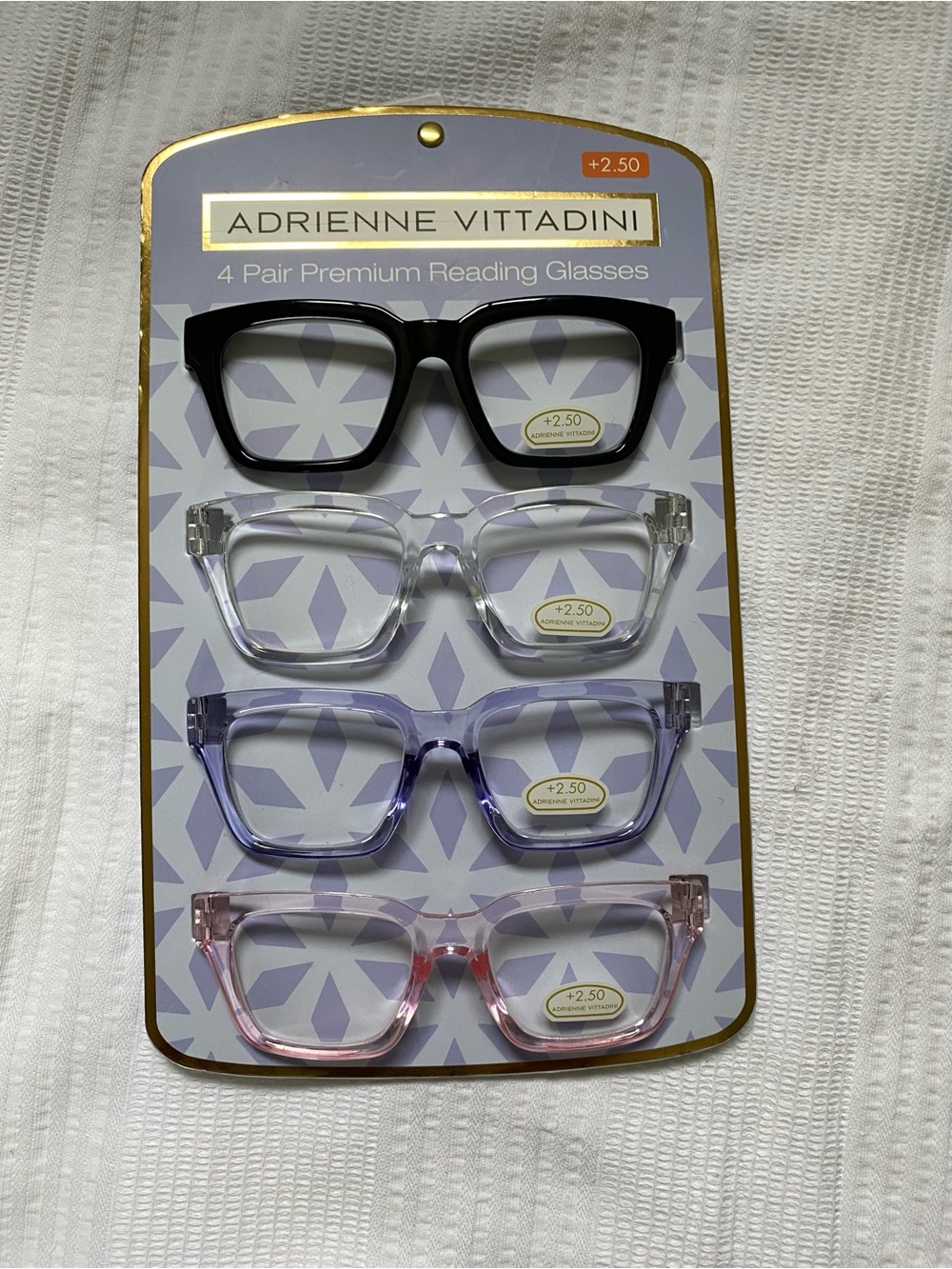 Adrienne Vittadini Reading Glasses Pack +2.50 — Black, Clear, Purple, Pink